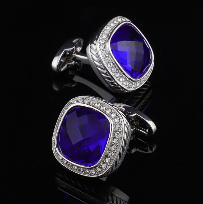 Rhinestone Cobalt Blue Cufflinks from Gentlemansguru.com