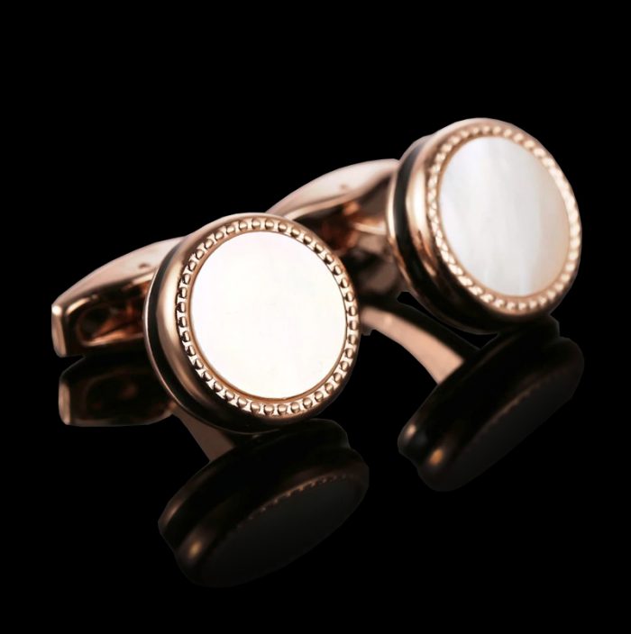 Rose Gold Mother Of Pearl Cufflinks from Gentlemansguru.com