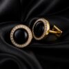 Round Black Onyx Crystal Cufflinks from Gentlemansguru.com