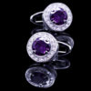 Round Purple Crystal Cufflinks For Men from Gentlemansguru.com