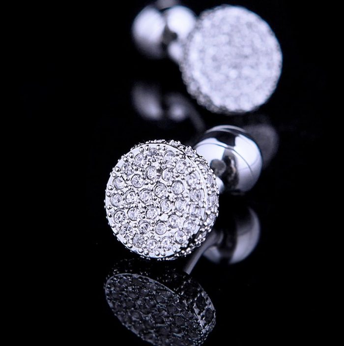 Round Silver Crystal Cufflinks from Gentlemansguru.com