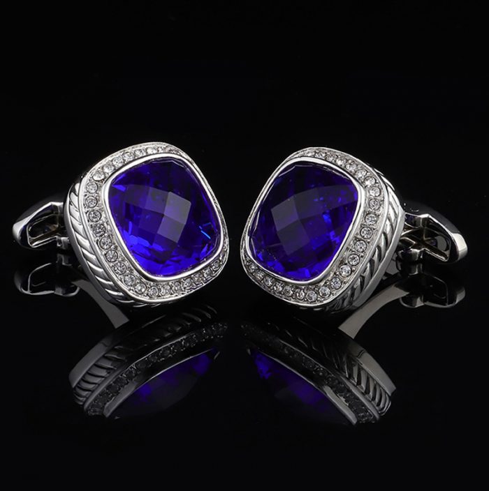 Royal Blue Crystal Cufflinks Luxury Cufflinks-mont blan-tiffany- Dark Blue Cufflinks from Gentlemansguru.com