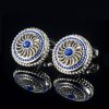 Royal Blue Crystal Cufflinks Wth Silver Plating in Vintage Style from Gentlemansguru.com