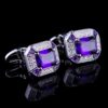 Royal purple crystal wedding cufflinks from Gentlemansguru.com