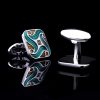 Silver And Green Enamel Cufflinks from Gentlemansguru.com