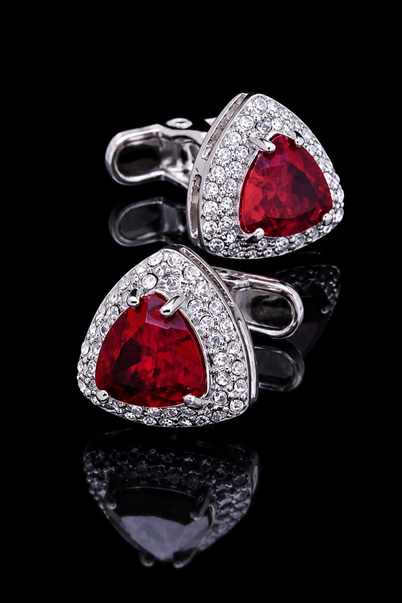 Silver Plated Red Crystal Cufflinks for Men from Gentlemansguru.com