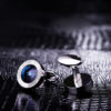 Silver Round Blue Crystal Cufflinks Sets from Gentlemansguru.com