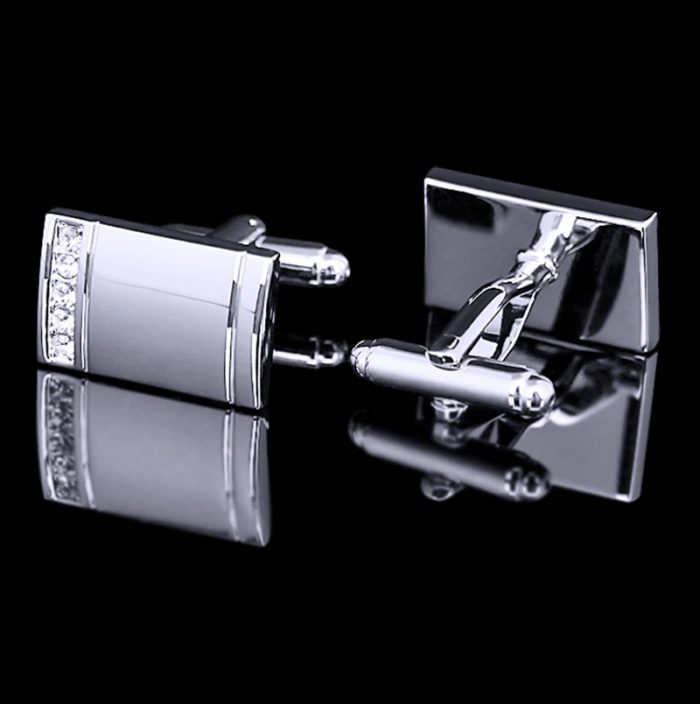 Silver Wedding Cufflinks With Crystal from Gentlemansguru.com