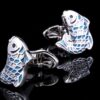Silver and Blue Fish Cufflinks for Men from Gentlemansguru.com