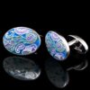 Silver and Blue Paisley Enamel Cufflinks from Gentlemansguru.com
