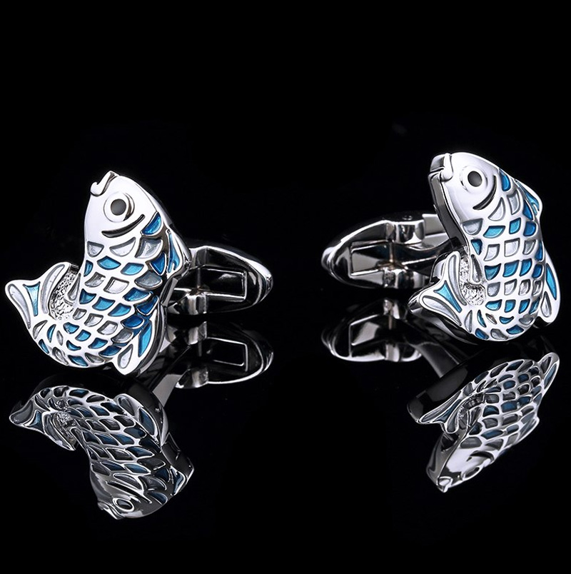 Silver and Blue fish Cufflinks from Gentlemansguru.com