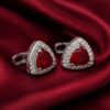 Silver and Red Crystal Cufflinks for Formal Wear from Gentlemansguru.com