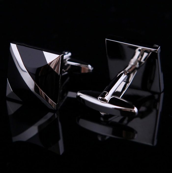 Square Modern Black and Silver Cufflinks Sets from Gentlemansguru.com