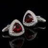 Triangle Red Ruby Cufflinks with Silver Crystals from Gentlemansguru.com