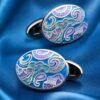 Turquoise Blue Enamel Cufflinks for Men from Gentlemansguru.com