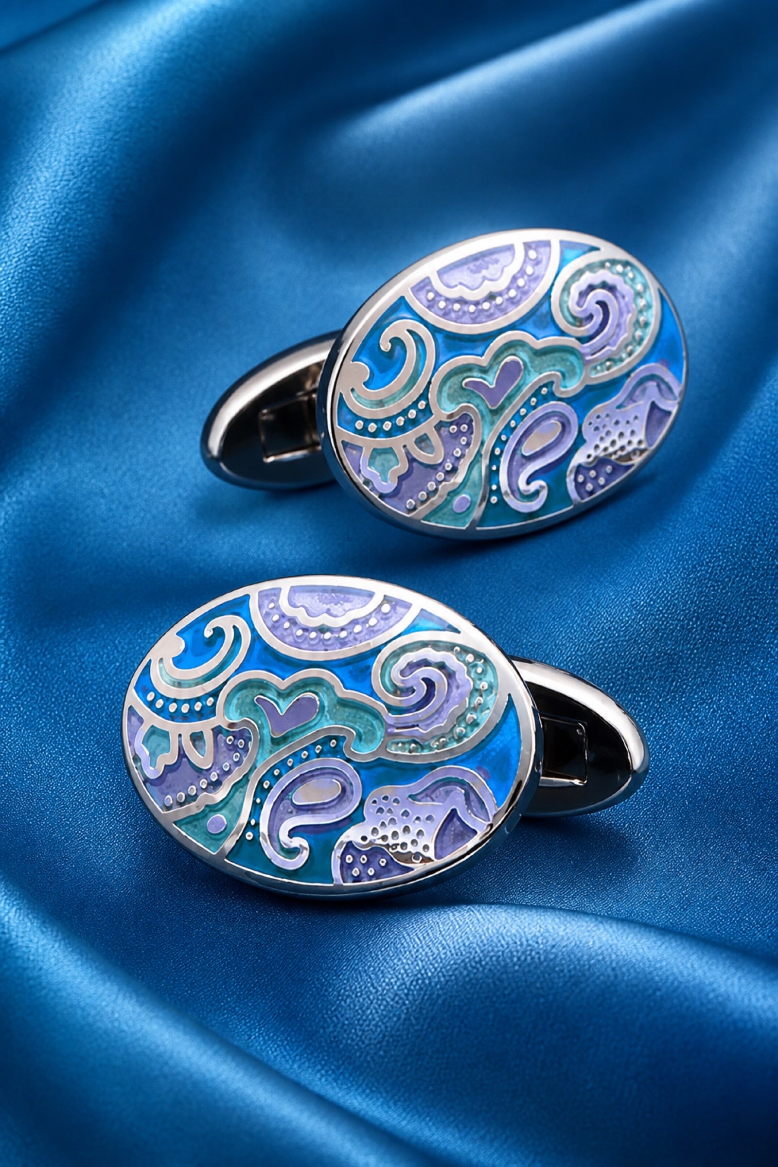 Turquoise Blue Enamel Cufflinks for Men from Gentlemansguru.com