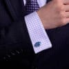 Vintage Silver and Light Blue Enamel Cufflinks For Men from Gentlemansguru.com