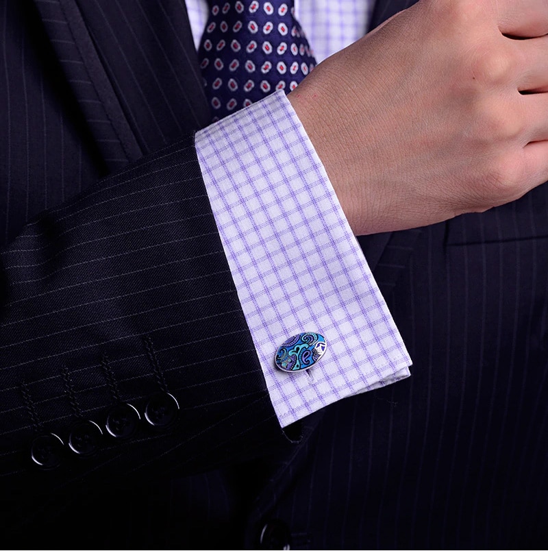Vintage Silver and Light Blue Enamel Cufflinks For Men from Gentlemansguru.com