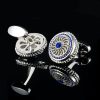 Vintage Style Silver and Royal Blue Crystal Cufflinks from Gentlemansguru.com