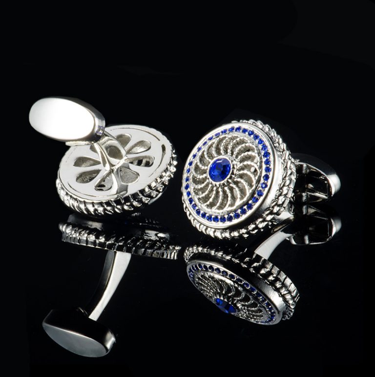 Vintage Style Silver and Royal Blue Crystal Cufflinks from Gentlemansguru.com