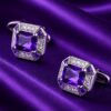 Violet gemstone cufflinks for wedding attire from Gentlemansguru.com
