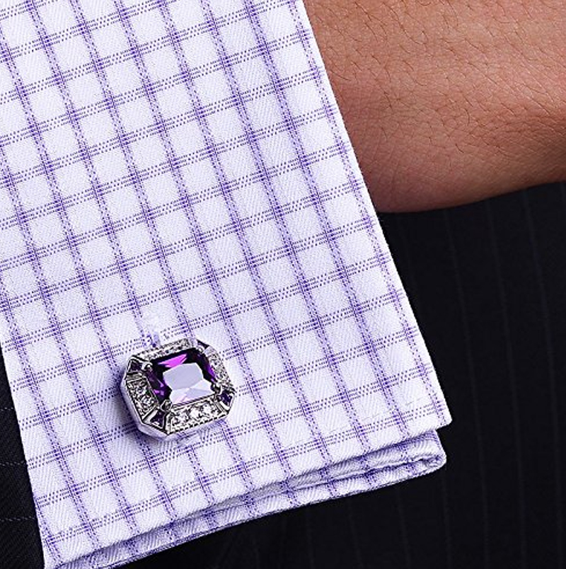 Wedding Purple and Silver Cufflinks from Gentlemansguru.com