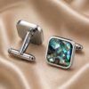 Silver Abalone Shell Cufflinks with Whale Back Closure from Gentlemansguru.com