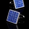 Blue Swarovski crystal cufflinks with square silver frames for men from Gentleman’s Guru