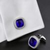 Cobalt Blue Crystal Cufflinks on French Cuff from Gentlemansguru.com