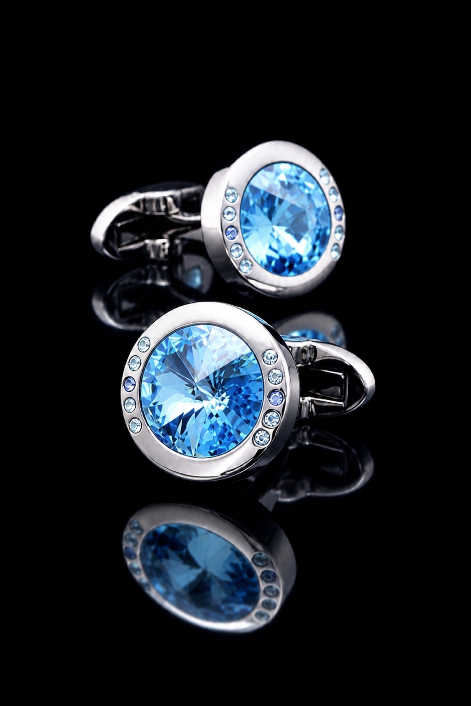 Crystal Baby Blue Stone Cufflinks from Gentlemansguru.com