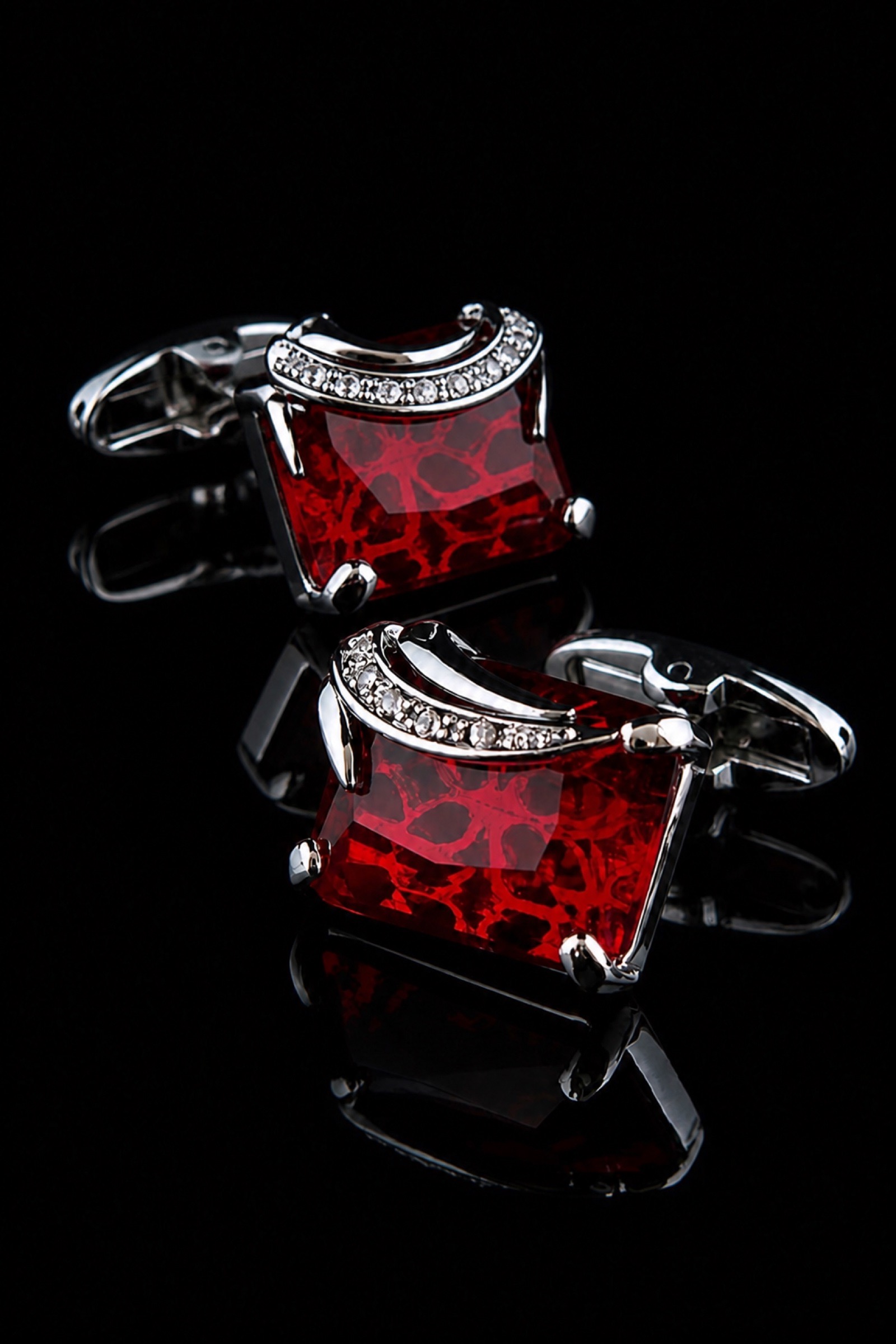 Crystal Red Gemstone Cufflinks from Gentlemansguru.com