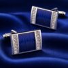 Deep Blue Crystal Cufflinks for Groomsmen from Gentlemansguru.com