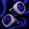 Designer Cobalt Blue Crystal Cufflinks for Men from Gentlemansguru.com