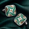 Designer Green Enamel Cufflinks from Gentlemansguru.com