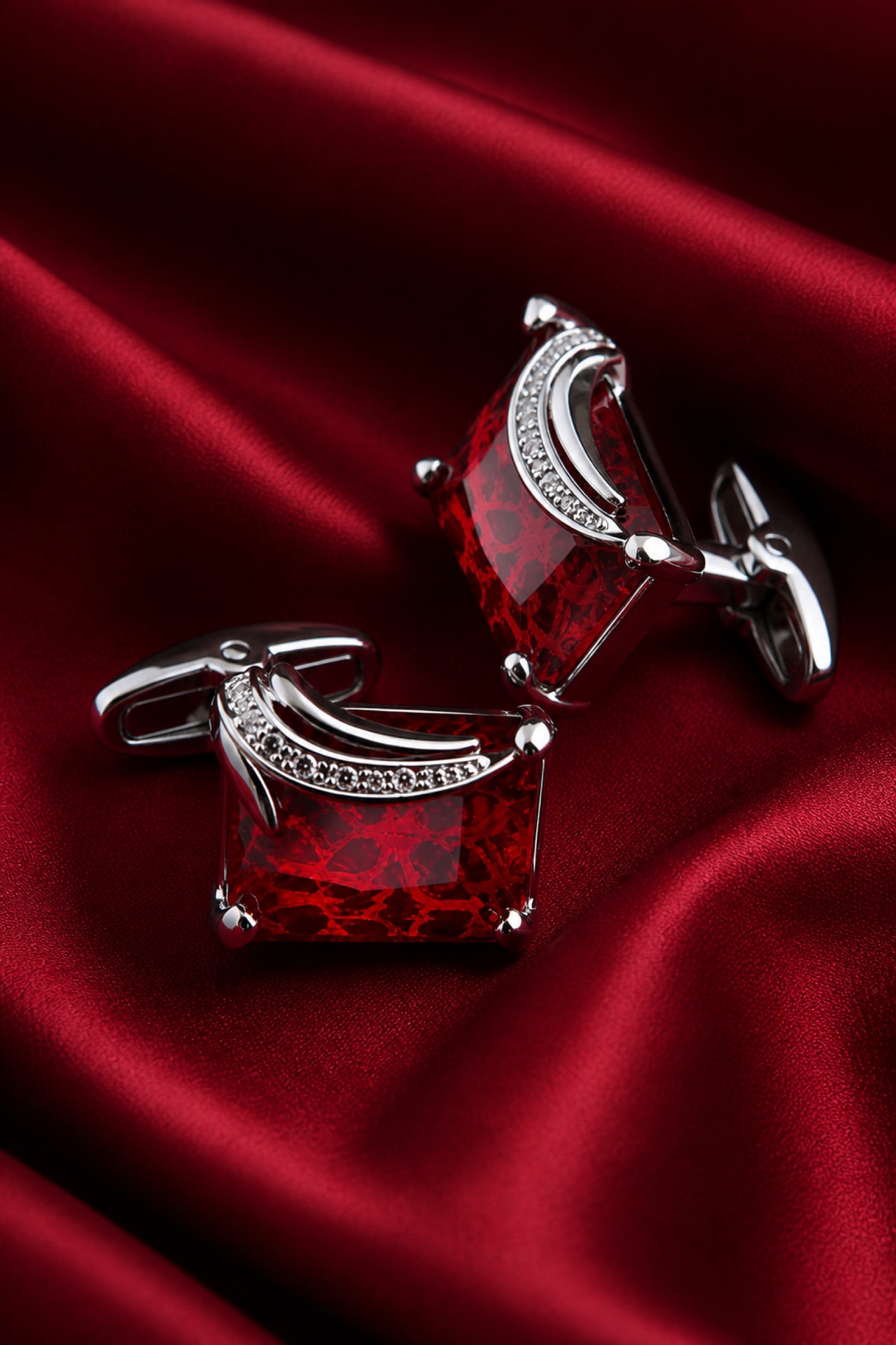 Designer Ruby Crystal Cufflinks for Men from Gentlemansguru.com