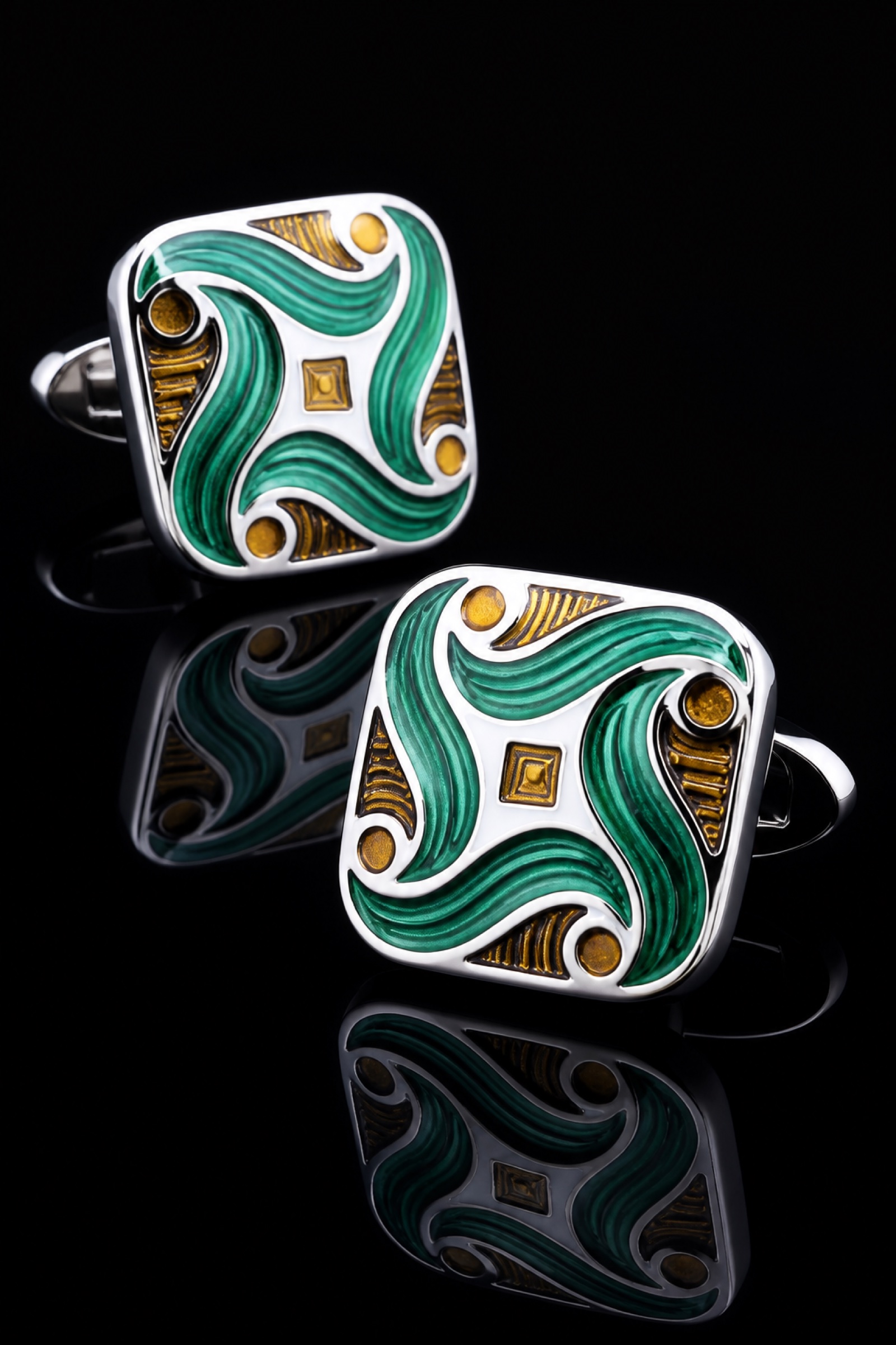 Green Enameled Cufflinks from Gentlemansguru.com