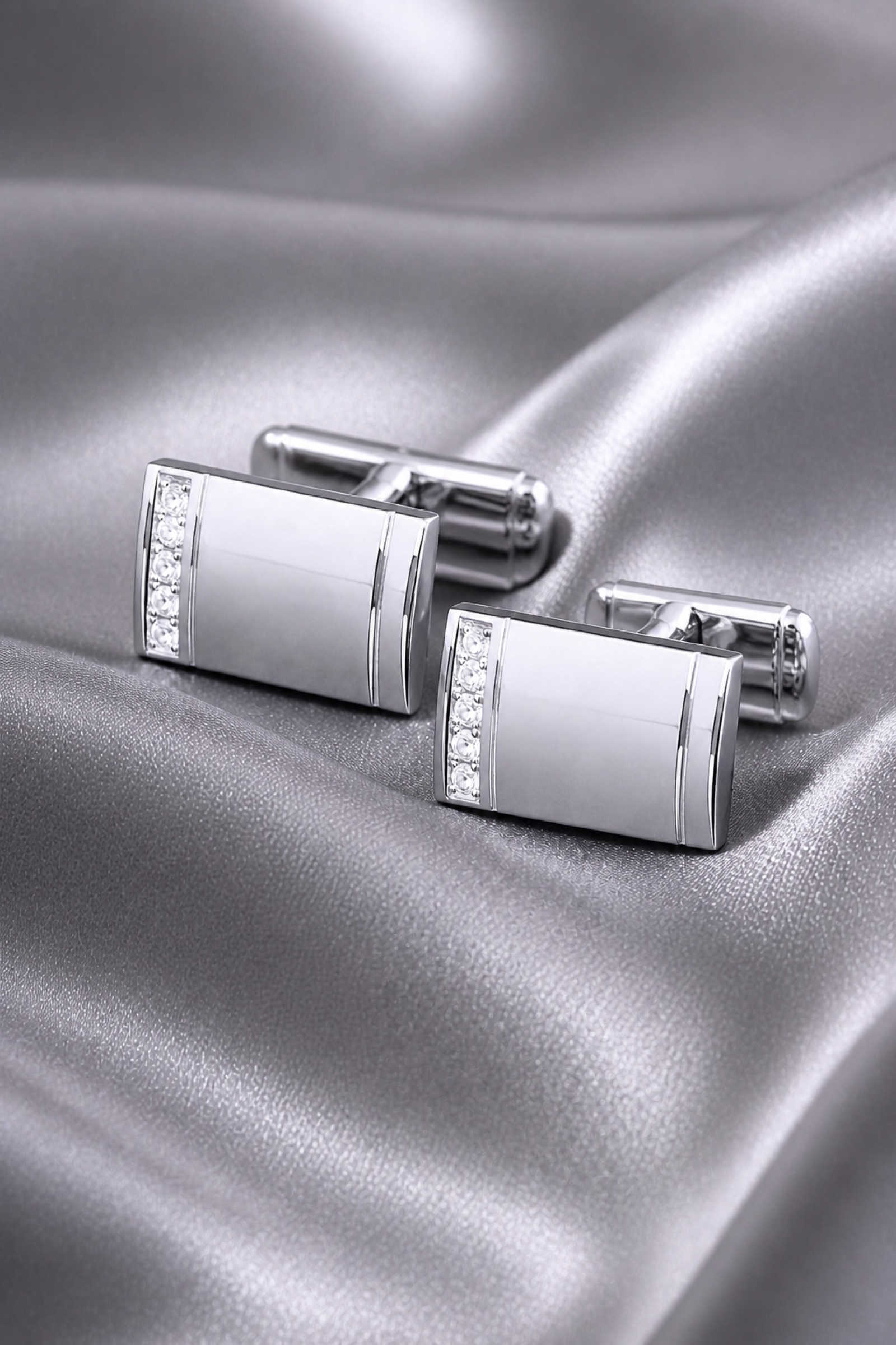 Groom Silver Crystal Cufflinks from Gentlemansguru.com