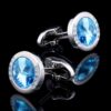 Light Blue Crystal Cufflinks for Men from Gentlemansguru.com