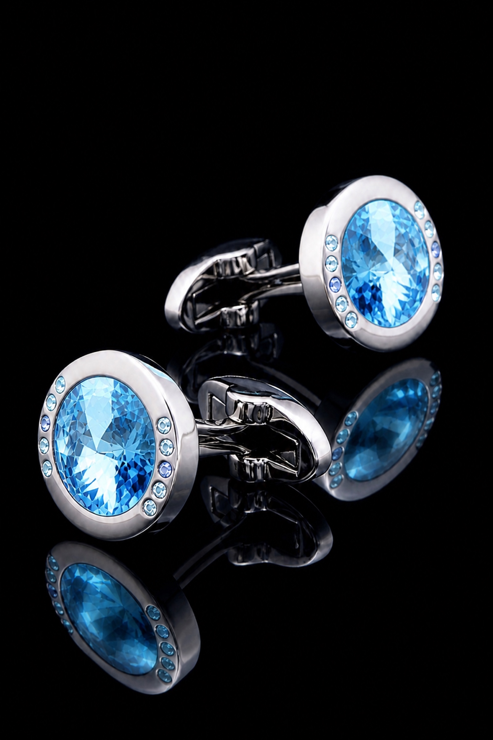 Light Blue Crystal Cufflinks for Men from Gentlemansguru.com