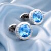 Light Blue Crystal Groom Cufflinks from Gentlemansguru.com