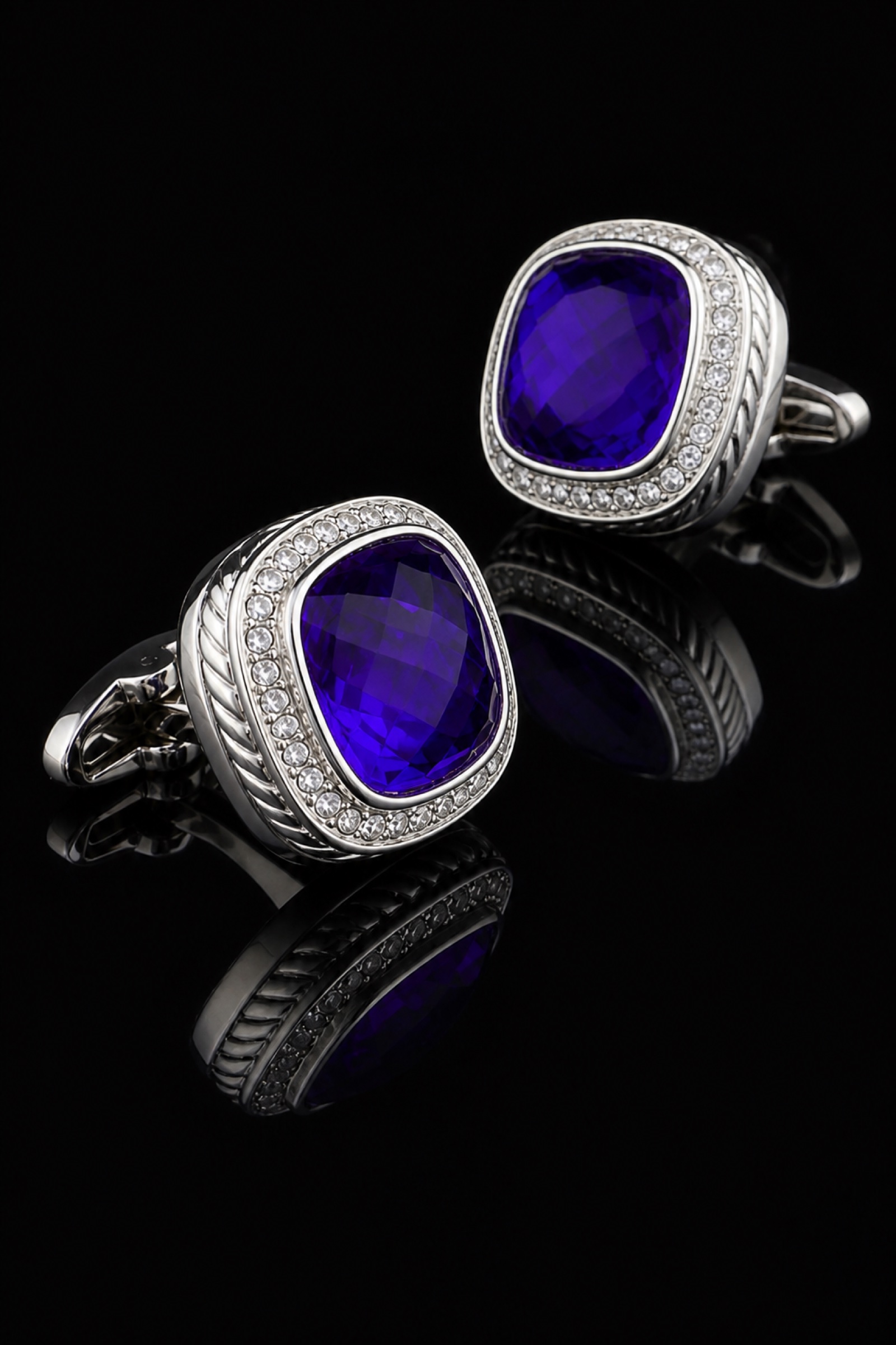 Luxury Cobalt Blue Crystal Cufflinks for Men from Gentlemansguru.com