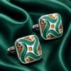 Men's Green Enamel Cufflinks from Gentlemansguru.com