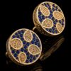 Men’s vintage blue crystal cufflinks with gold detailing