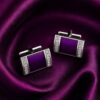 Purple Groomsmen Cufflinks on Satin from Gentlemansguru.com
