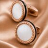 Rose Gold Mother of Pearl Cufflinks Close Up from Gentlemansguru.com