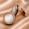 Rose Gold Mother of Pearl Cufflinks on Satin from Gentlemansguru.com