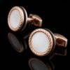 Rose Gold Mother of Pearl Cufflinks Studio View from Gentlemansguru.com