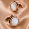 Rose Gold Mother of Pearl Cufflinks Top View from Gentlemansguru.com
