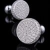 Round Silver Crystal Cufflinks for Men from Gentlemansguru.com
