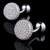 Round Silver Crystal Cufflinks from Gentlemansguru.com